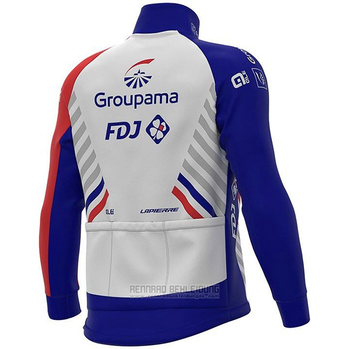 2020 Fahrradbekleidung Groupama-FDJ Wei Tief Blau Rot Trikot Langarm und Tragerhose - zum Schließen ins Bild klicken